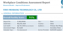祝义乌市木上电子科技有限公司顺利通过ELEVATE审核的WCA验厂并取得91分