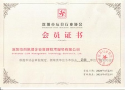 2020年玩具行业协会会员证书